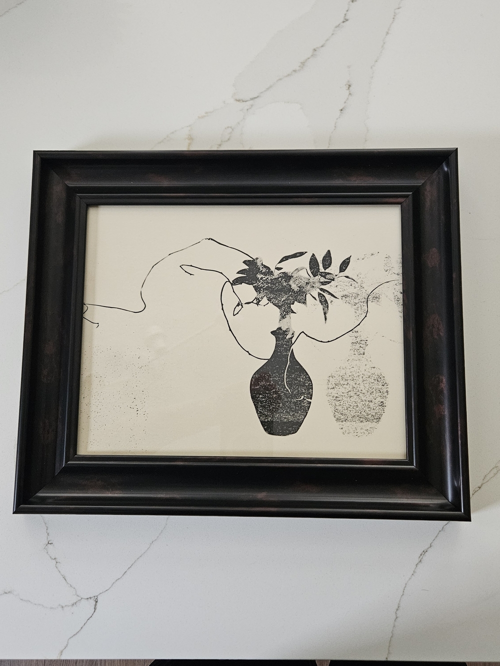 Black Framed Botanical Print - Minimal Vase Artwork
